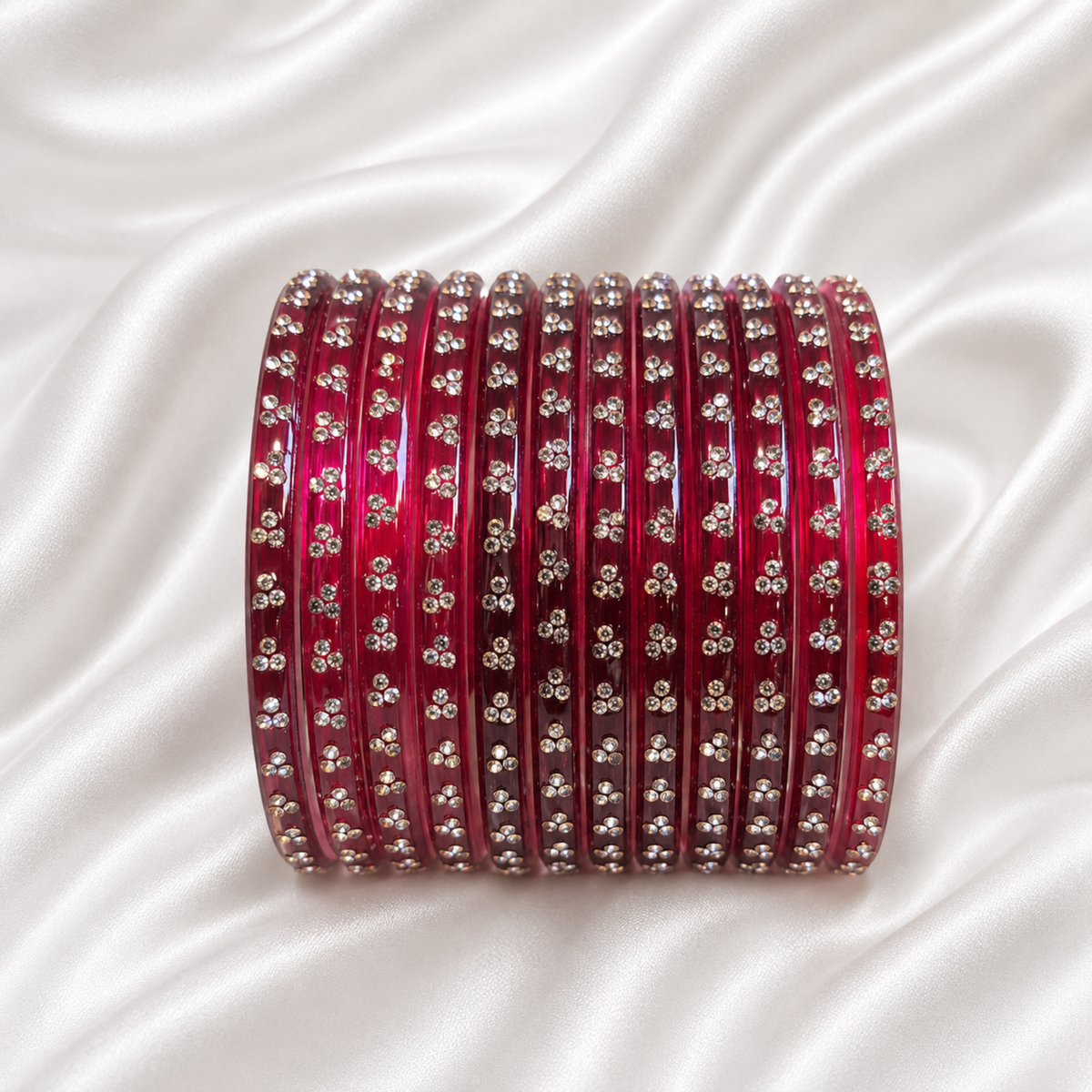 Maroon Red Raindrop Glass Bangles