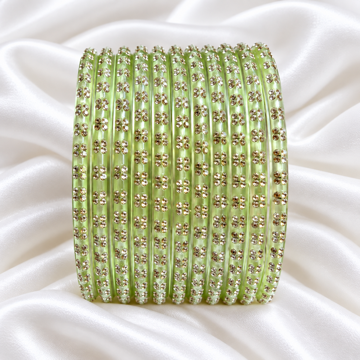 Mint Green Raindrop Glass Bangles