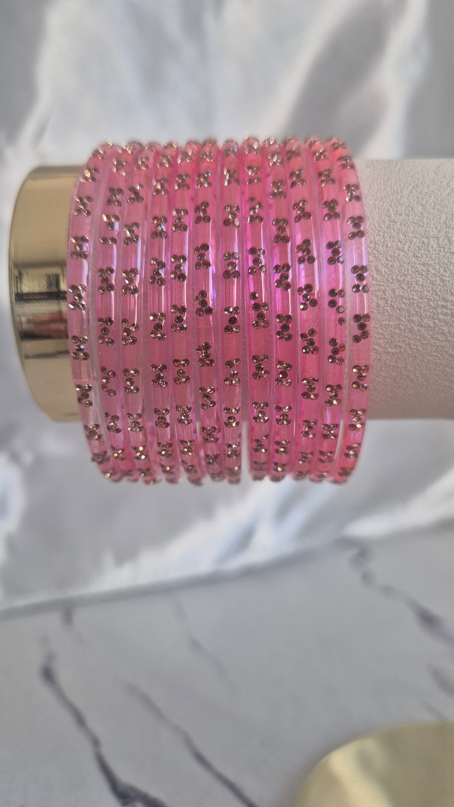 Pink Raindrop Glass Bangles