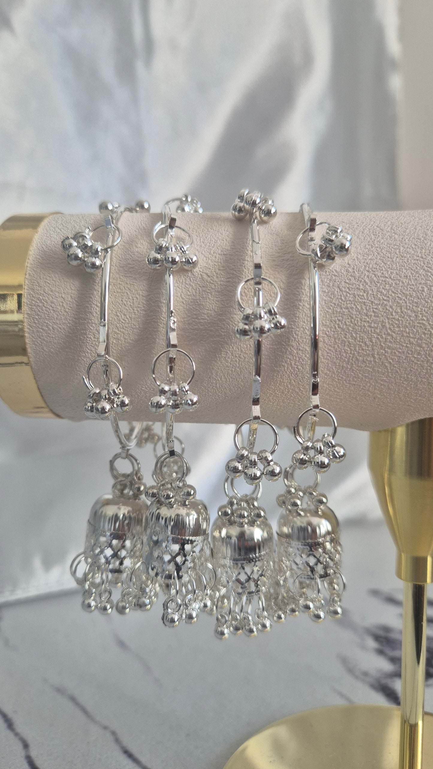 Silver Kashmiri Ghungroo Bangles with Jhumka