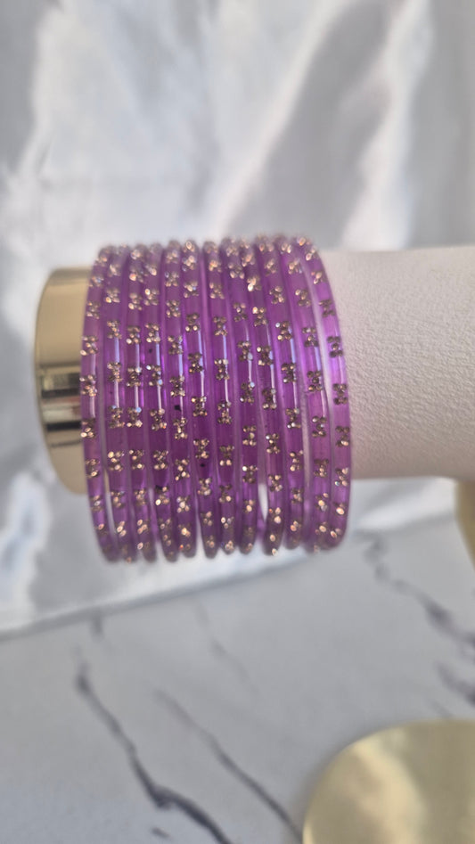 Lavender Purple Raindrop Glass Bangles