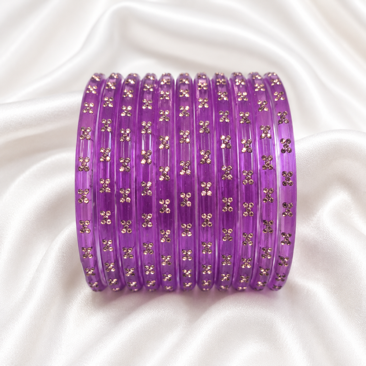 Lavender Purple Raindrop Glass Bangles