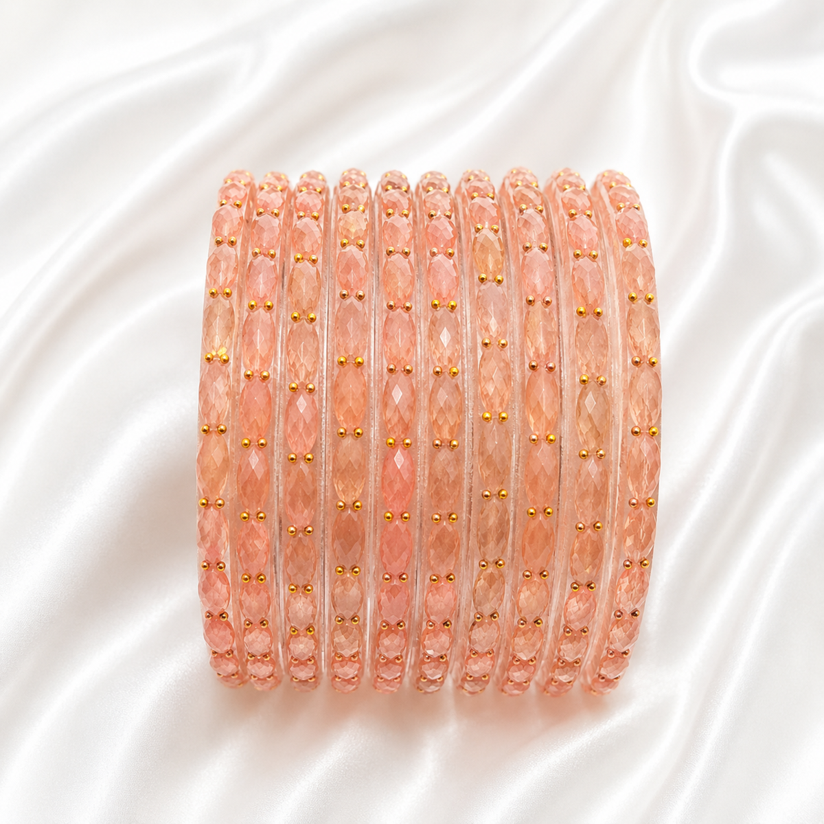 Light Peach Raindrop Glass Bangles