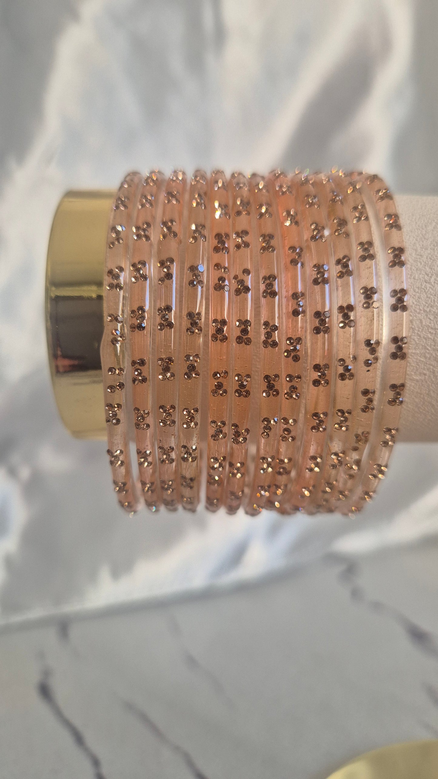 Light Peach Raindrop Glass Bangles