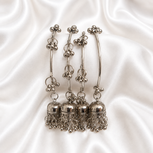 Mehndi Gold Kashmiri Ghungroo Bangles with Jhumka