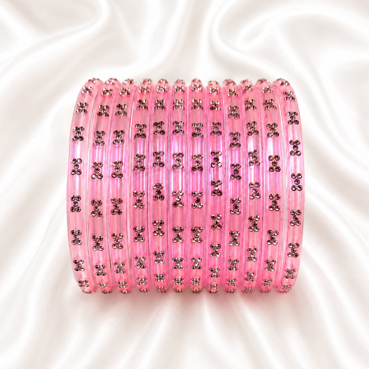 Pink Raindrop Glass Bangles