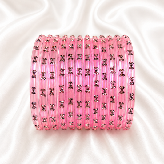 Pink Raindrop Glass Bangles