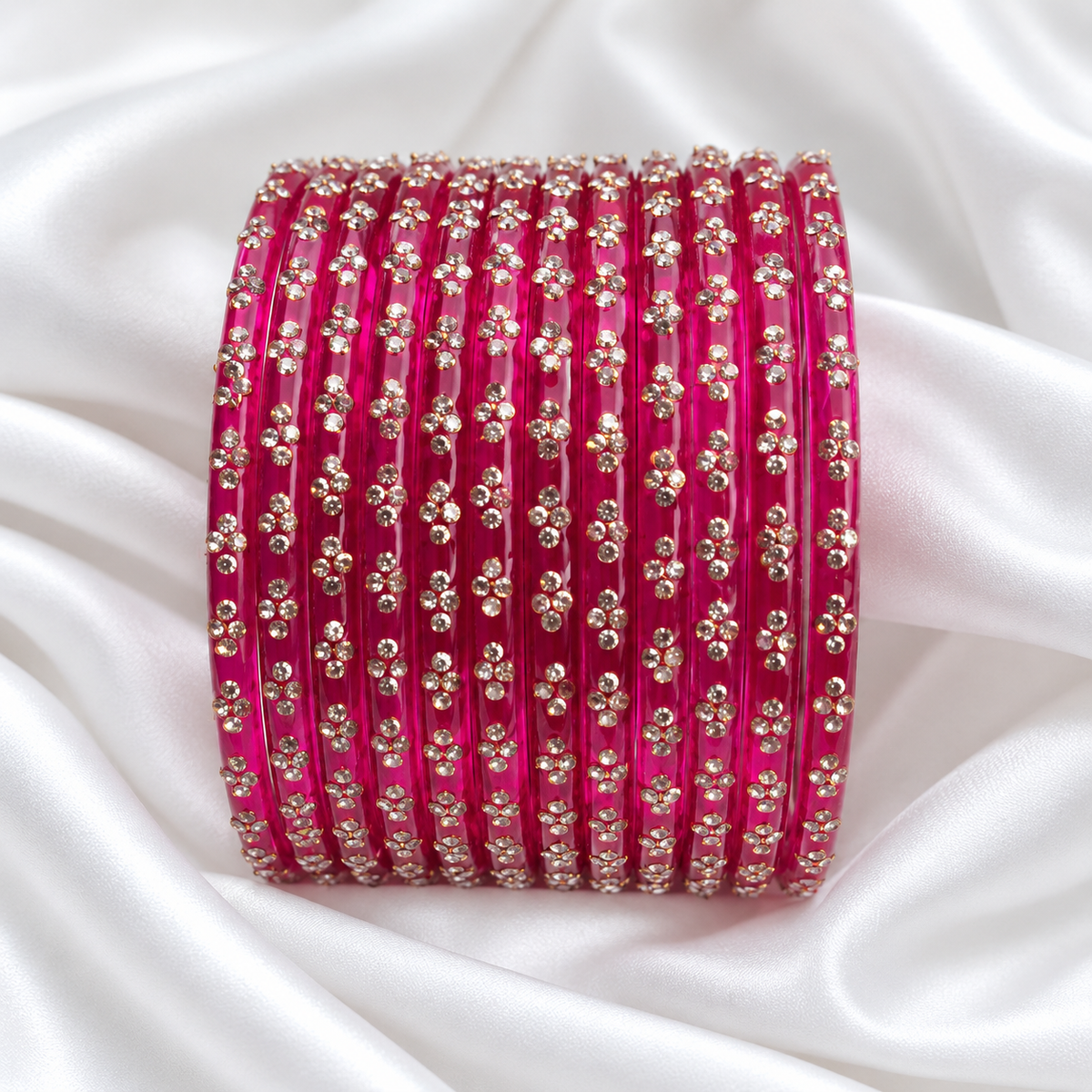 Pink Red Raindrop Glass Bangles