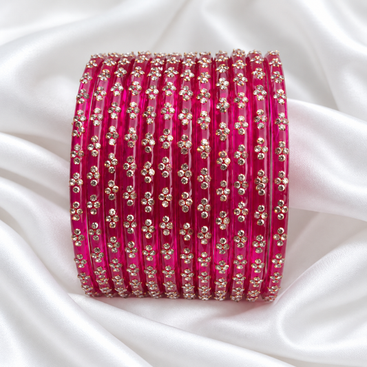 Pink Red Raindrop Glass Bangles
