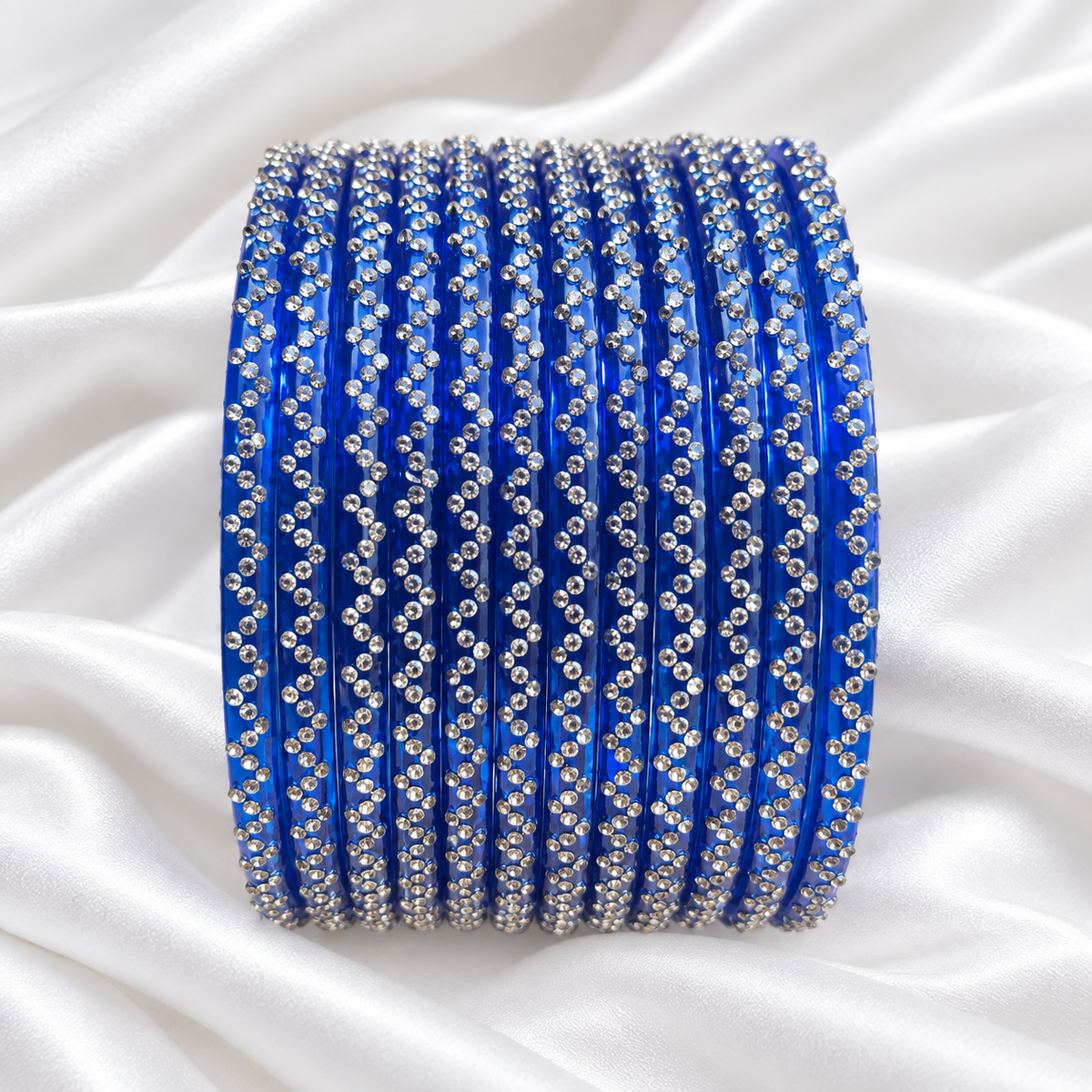 Royal Blue Zig Zag Glass Bangles