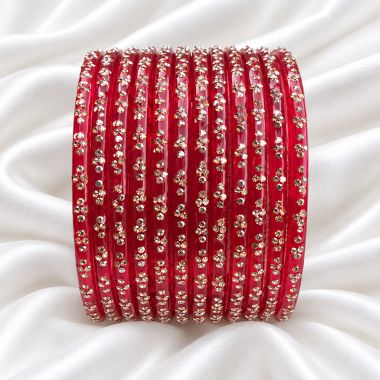 Ruby Red Raindrop Glass Bangles