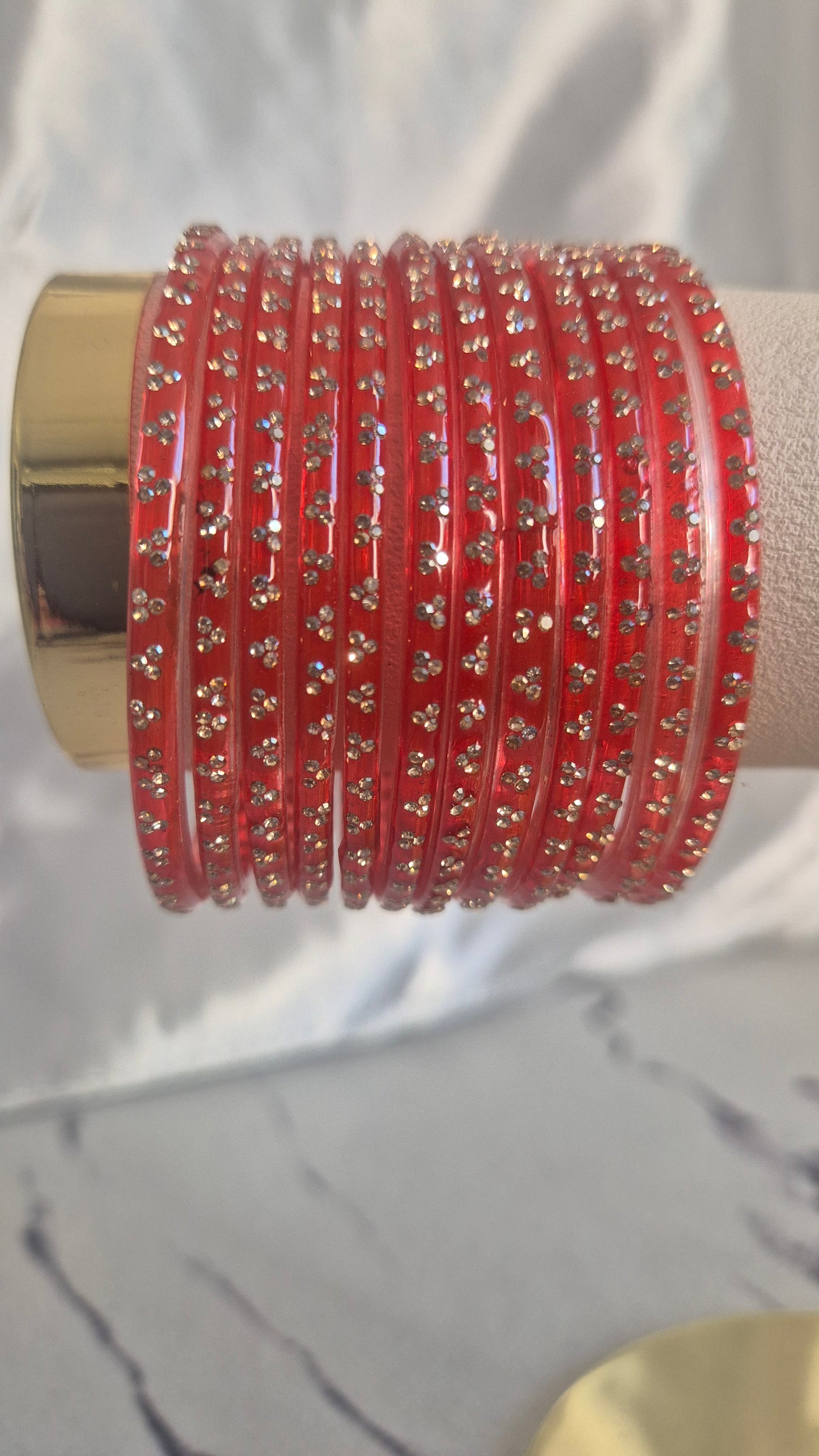 Rust Red Raindrop Glass Bangles