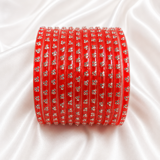 Rust Red Raindrop Glass Bangles