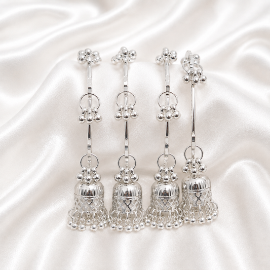 Silver Kashmiri Ghungroo Bangles with Jhumka