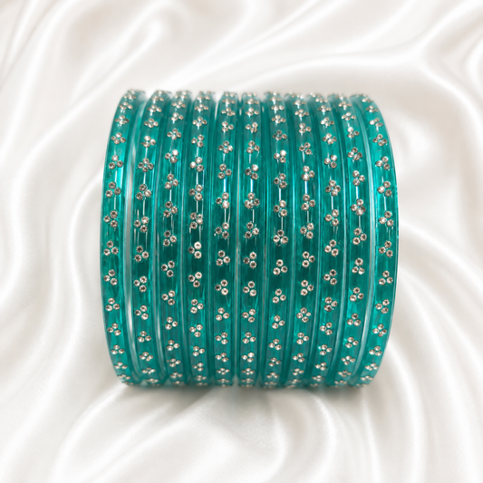 Teal Green Raindrop Glass Bangles