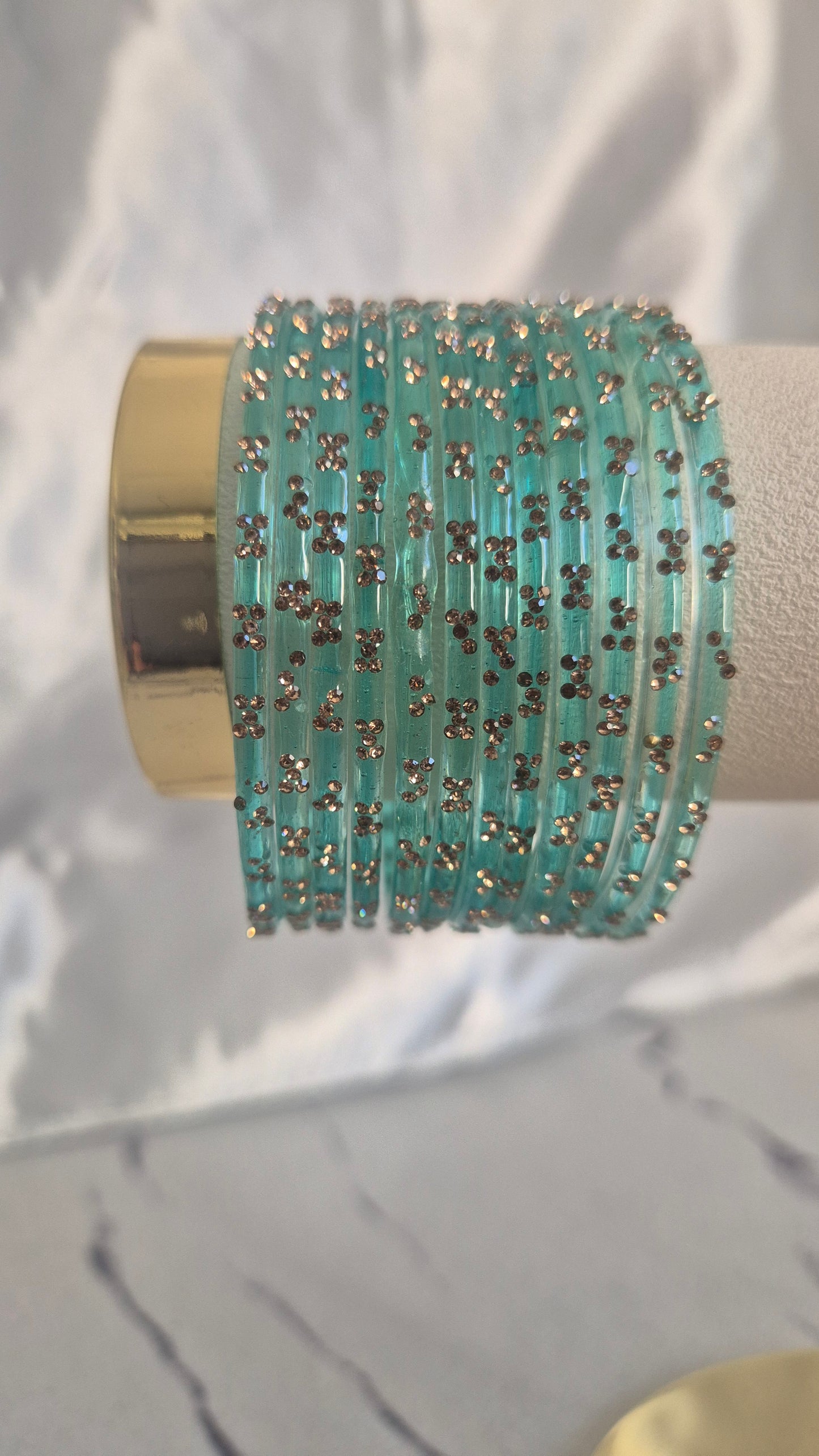 Turquoise Blue Raindrop Glass Bangles