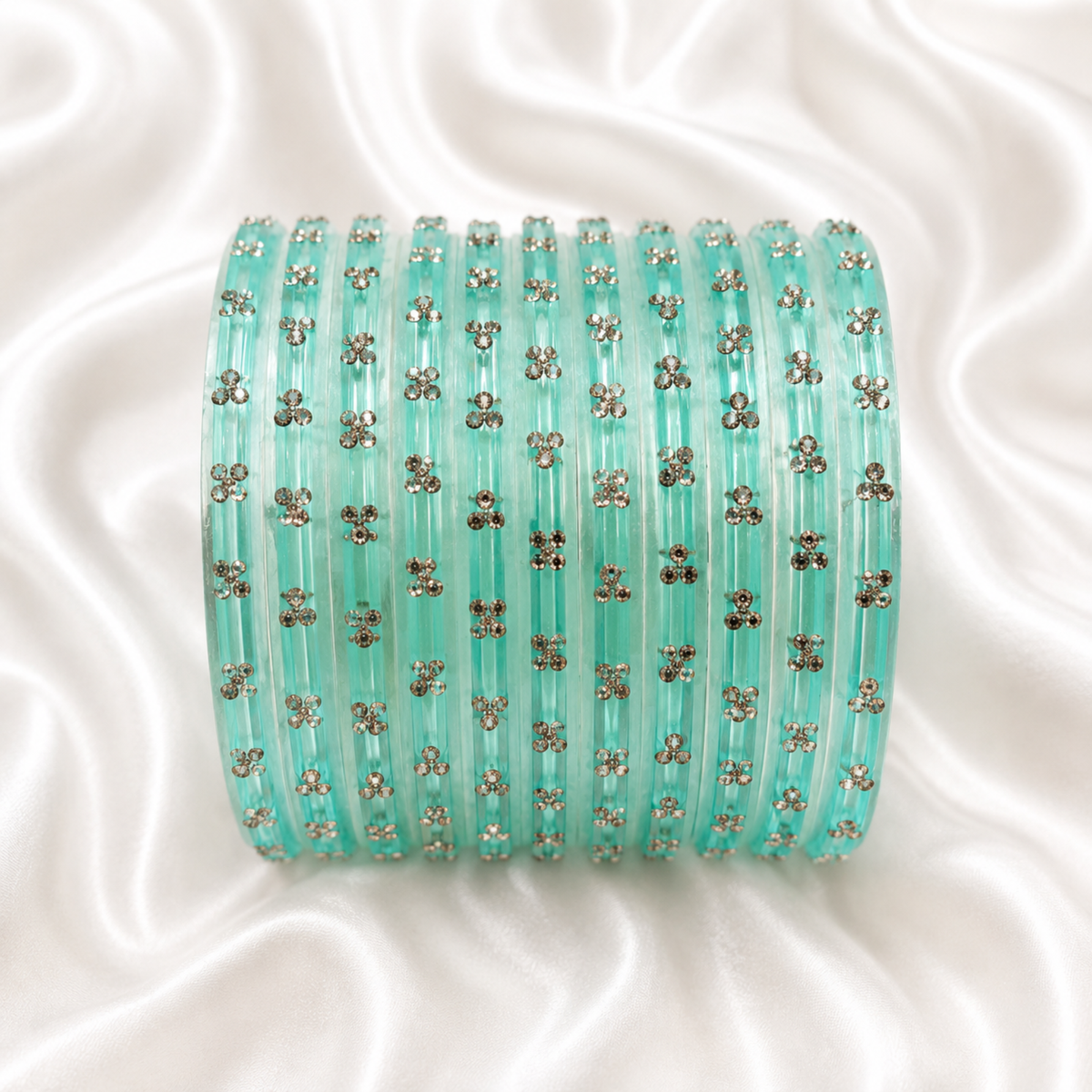 Turquoise Blue Raindrop Glass Bangles