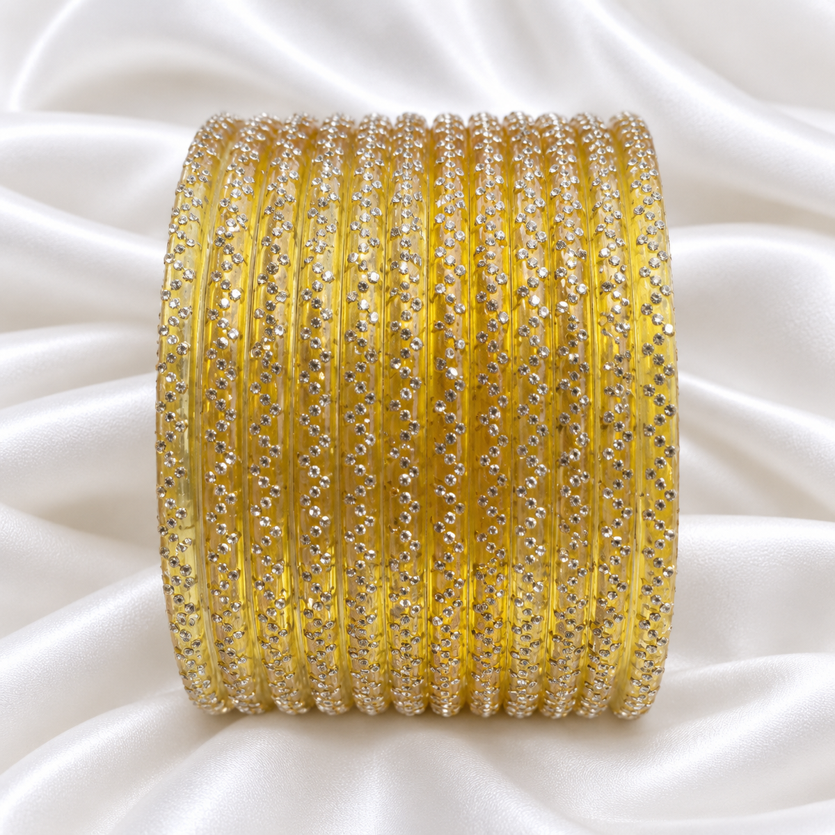 Yellow Gold Zig Zag Glass Bangles